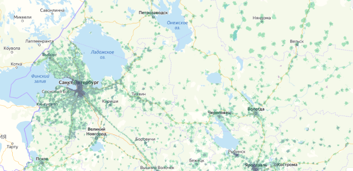 Зона покрытия МТС на карте Берёзовский 